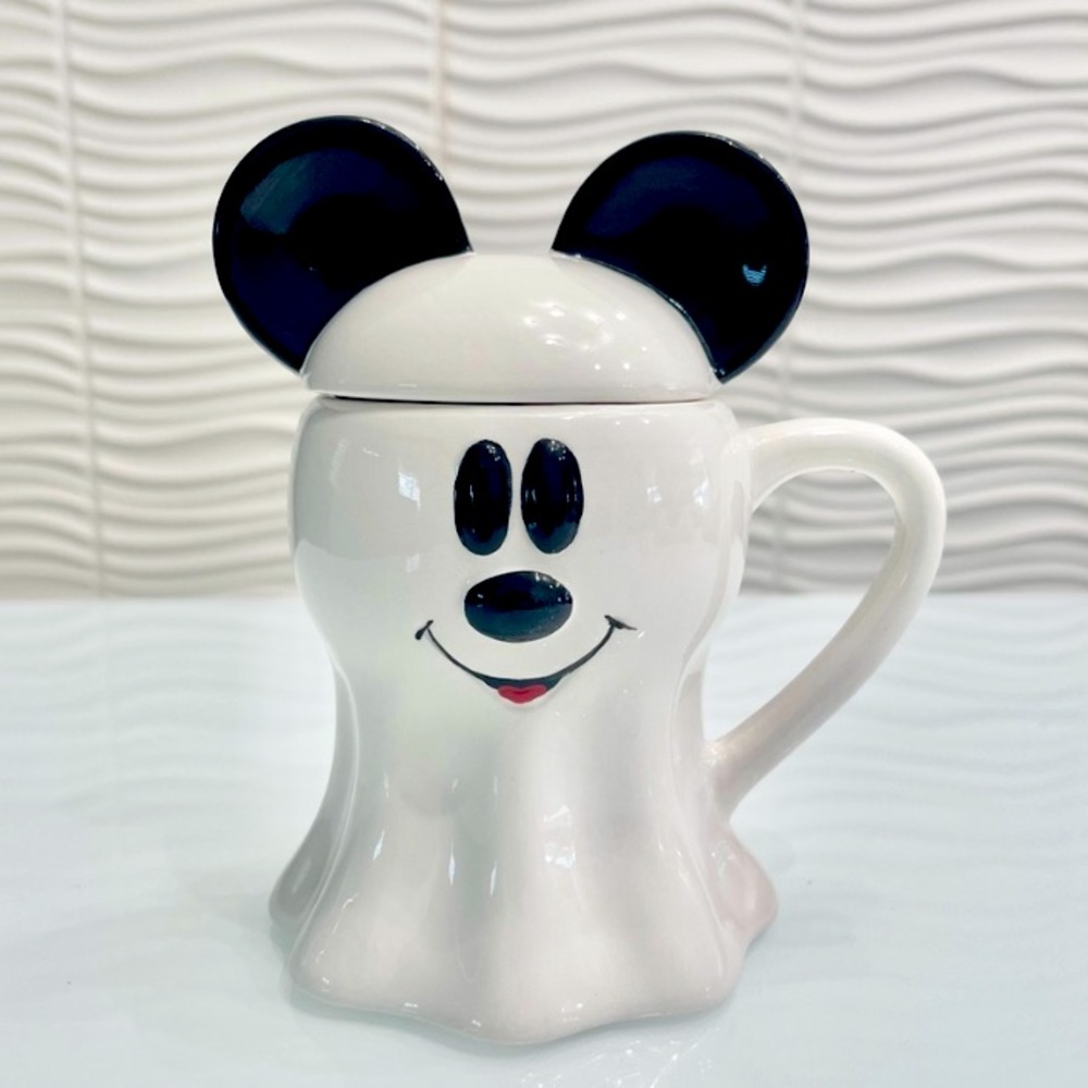 👻 *NEW* Disney Mickey Mouse Ghost Coffee Mug w/Lid 🎃